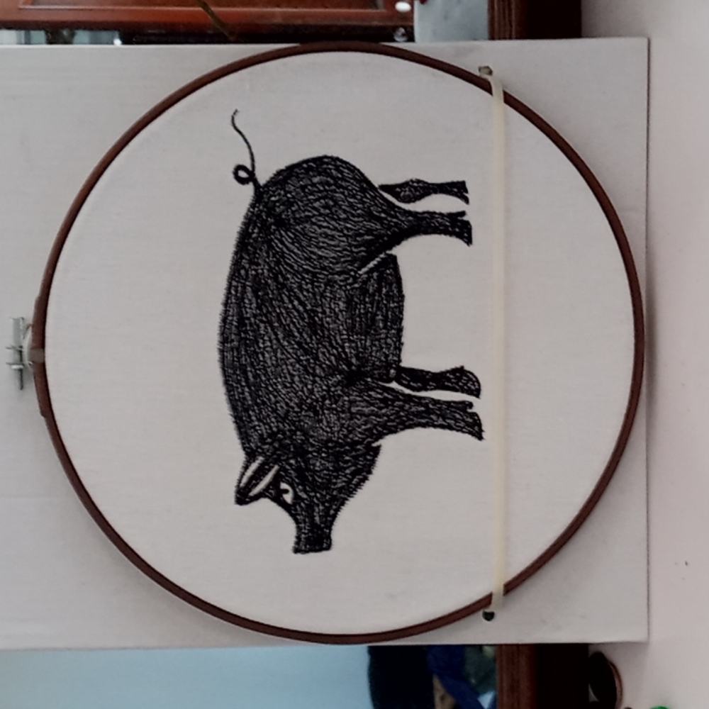 Pig Embroidery Hoop Decor